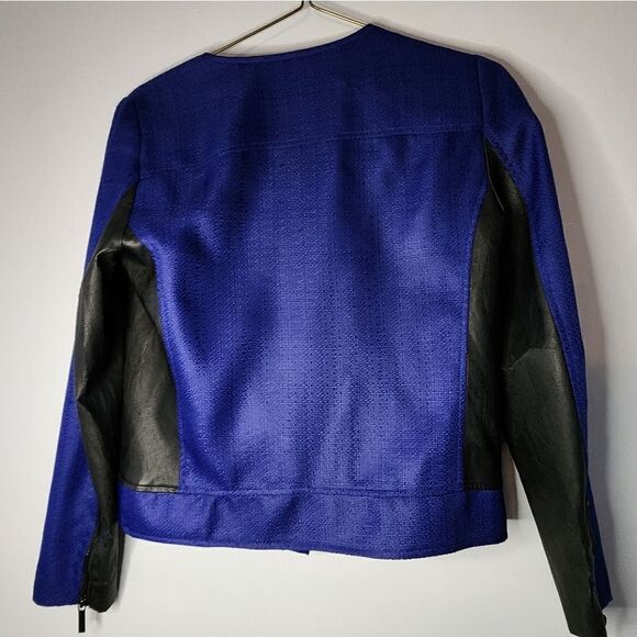 MICHAEL Michael Kors NEW AZURITE Moto Faux Leather Zip Jacket 4 See Photo 4 Wear - Picture 2 of 10